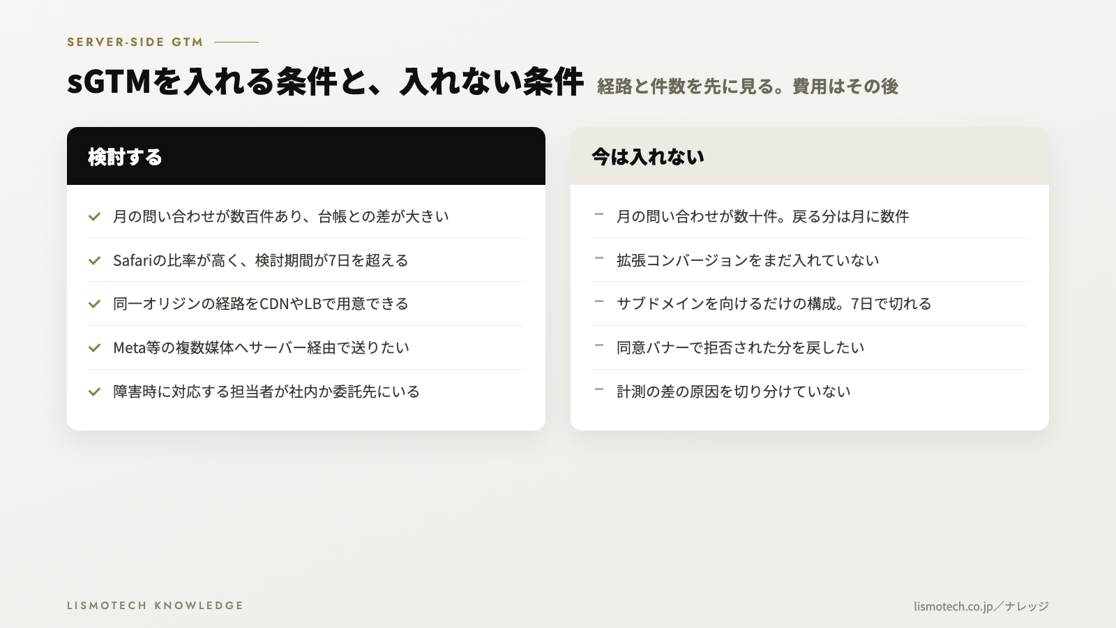 sGTMを入れる条件と、入れない条件